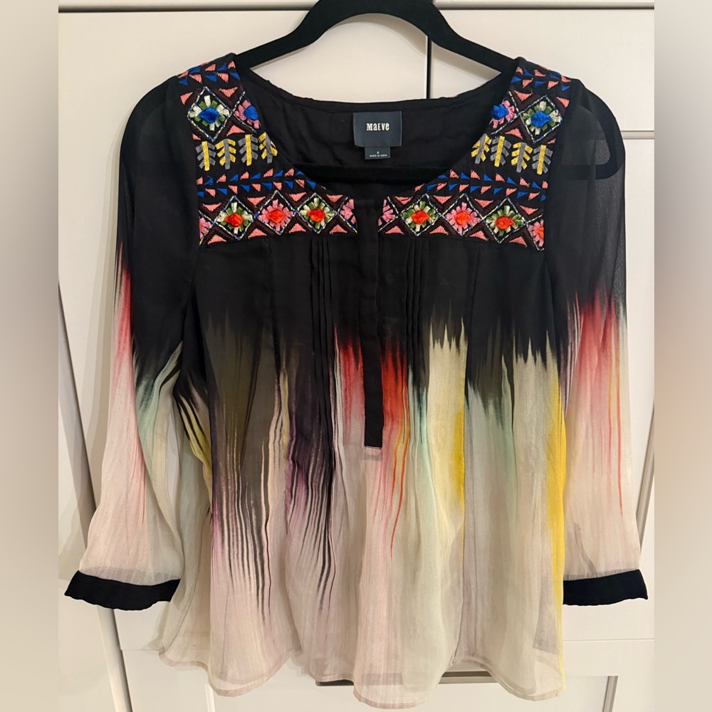 Anthro Embroidered Blouse